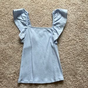 A new day periwinkle ruffle top size small